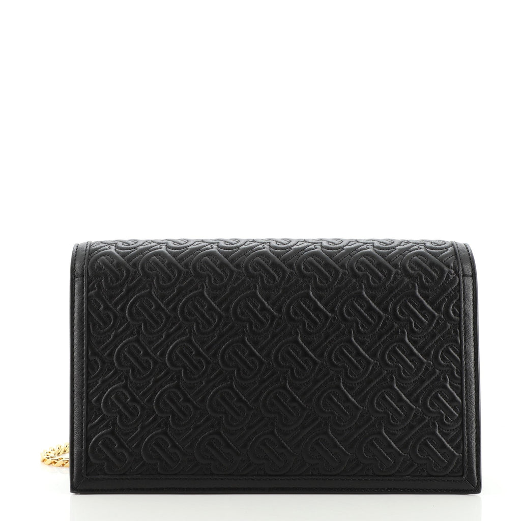 TB Envelope Chain Clutch Monogram Embossed Leather Small