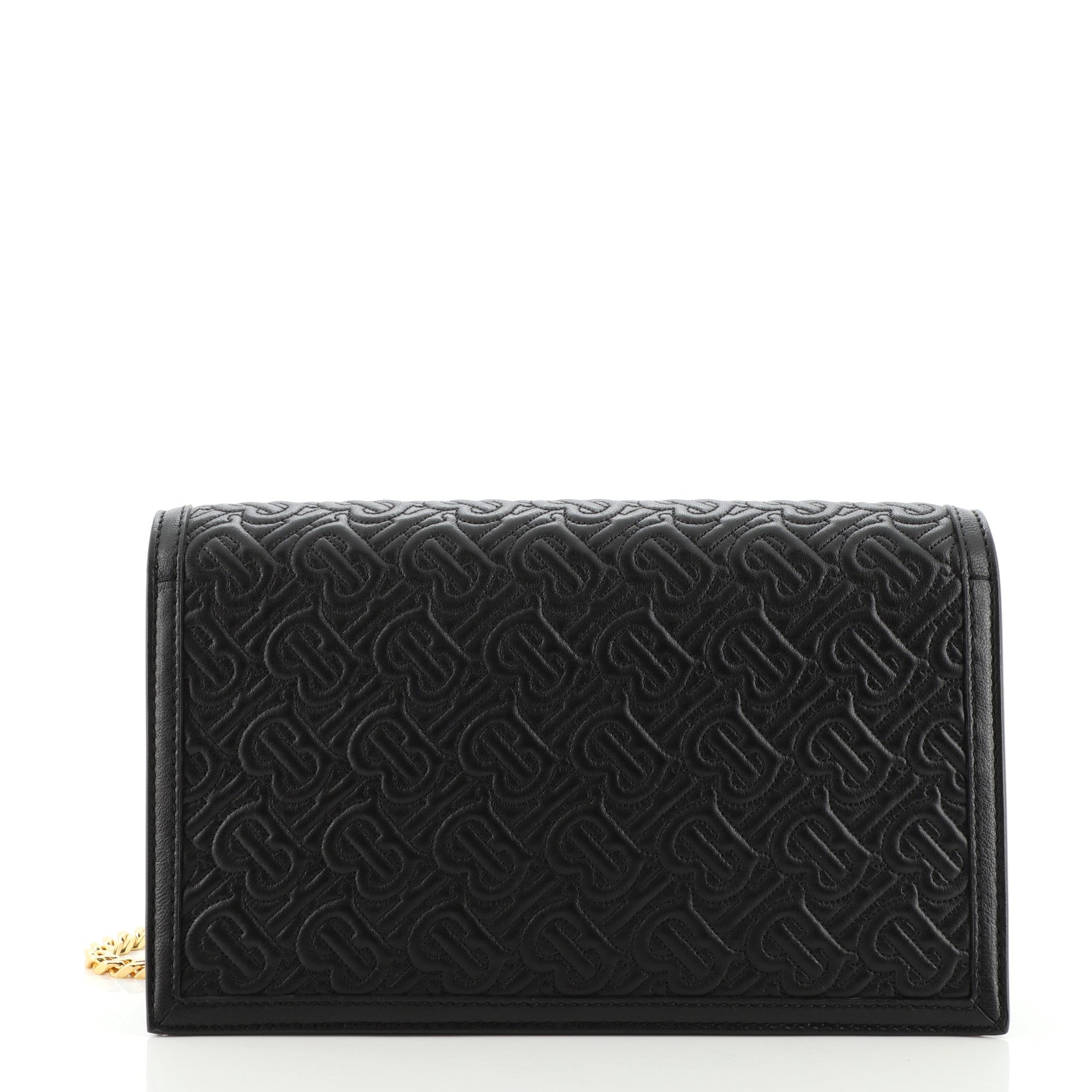 TB Envelope Chain Clutch Monogram Embossed Leather Small