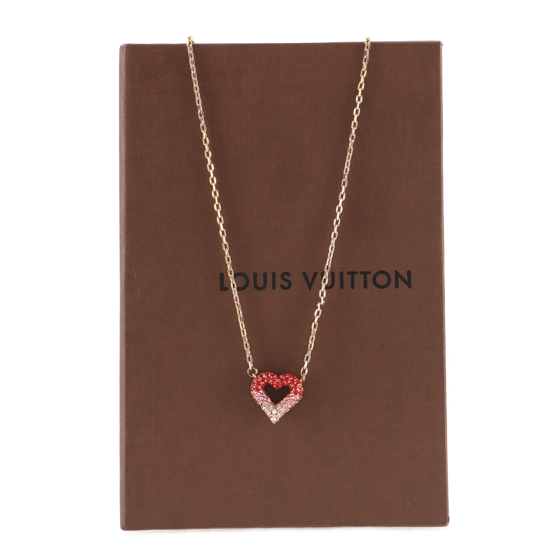 LV and V Supple Heart Pendant Necklace Metal and Crystals