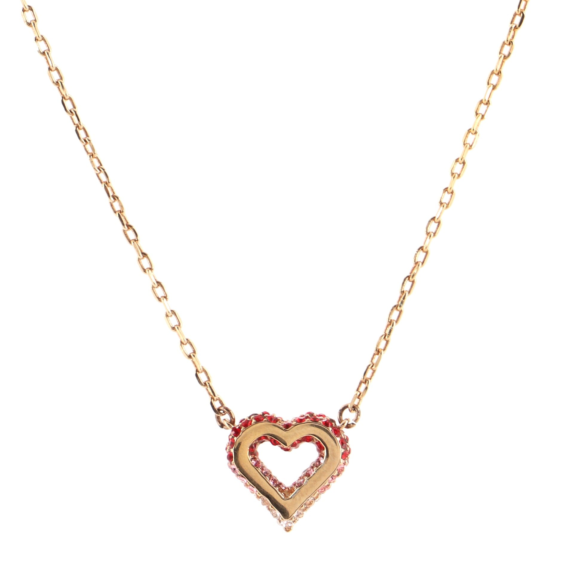 LV and V Supple Heart Pendant Necklace Metal and Crystals