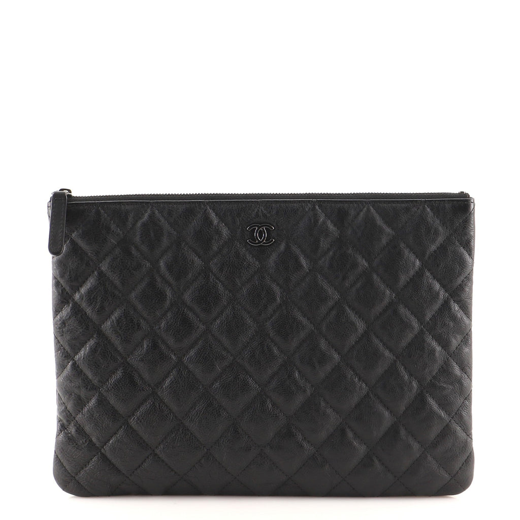 O Case Clutch Crumpled Quilted Calfskin Medium