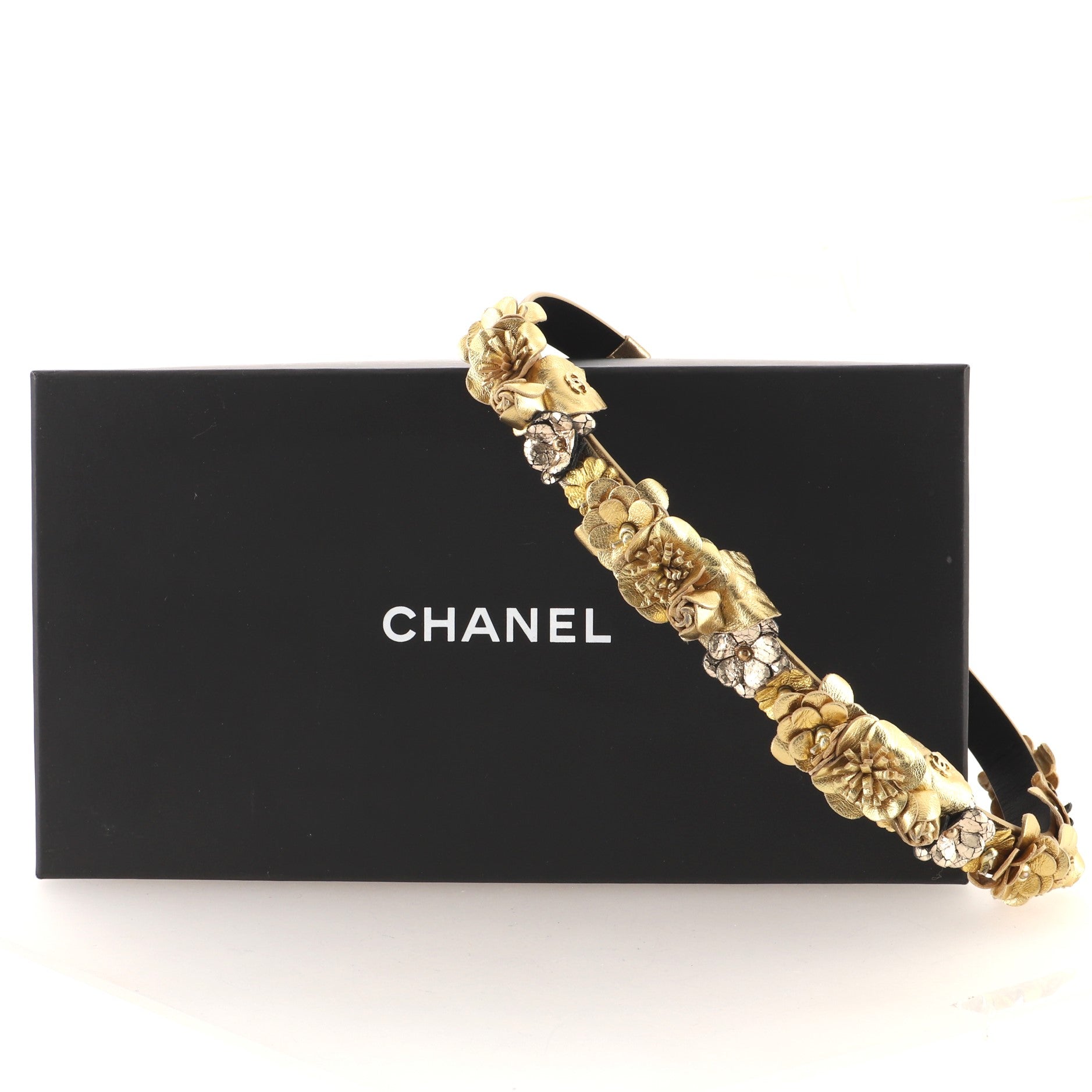 Headband Floral Embellished Calfskin Large