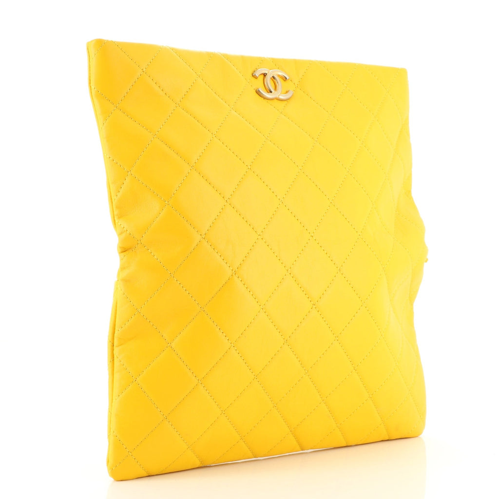 CC Foldover Clutch Quilted Lambskin Large
