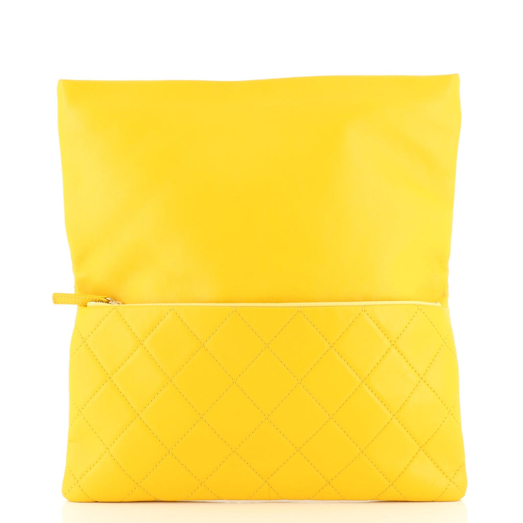 CC Foldover Clutch Quilted Lambskin Large