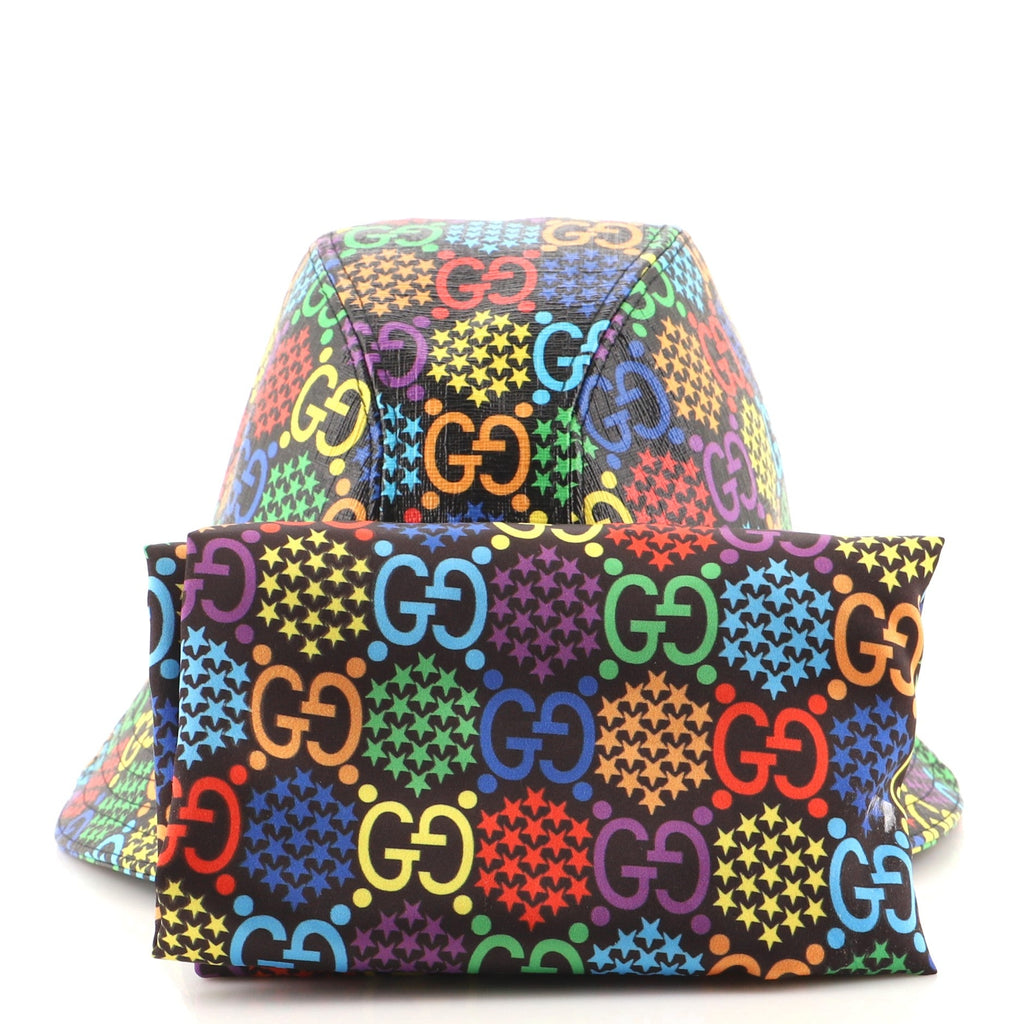 Bucket Hat Psychedelic Print GG Coated Canvas XXL