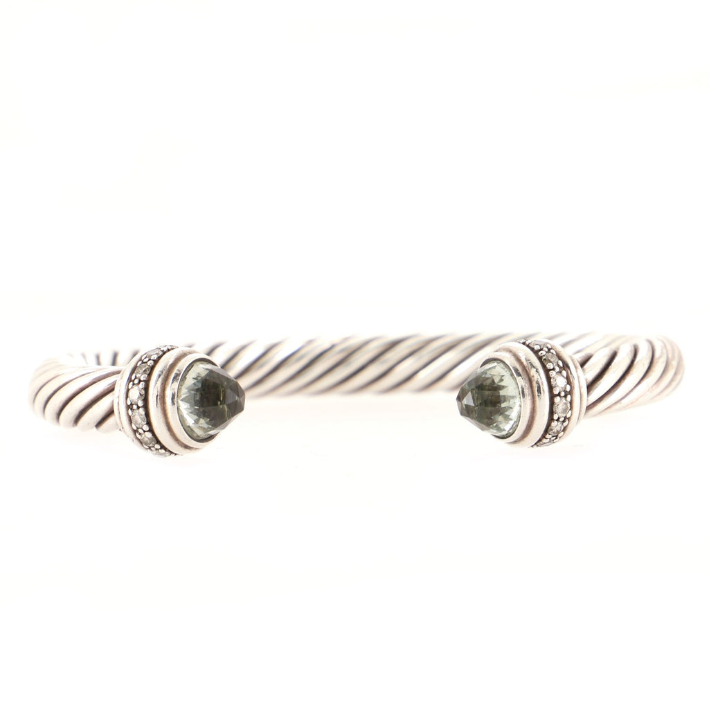 Cable Classic Bracelet Sterling Silver with Prasiolite and Diamonds 7mm