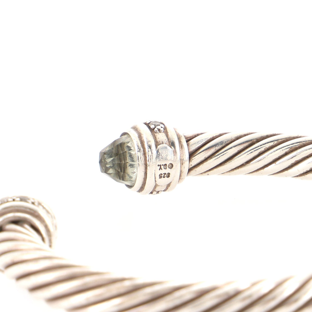 Cable Classic Bracelet Sterling Silver with Prasiolite and Diamonds 7mm