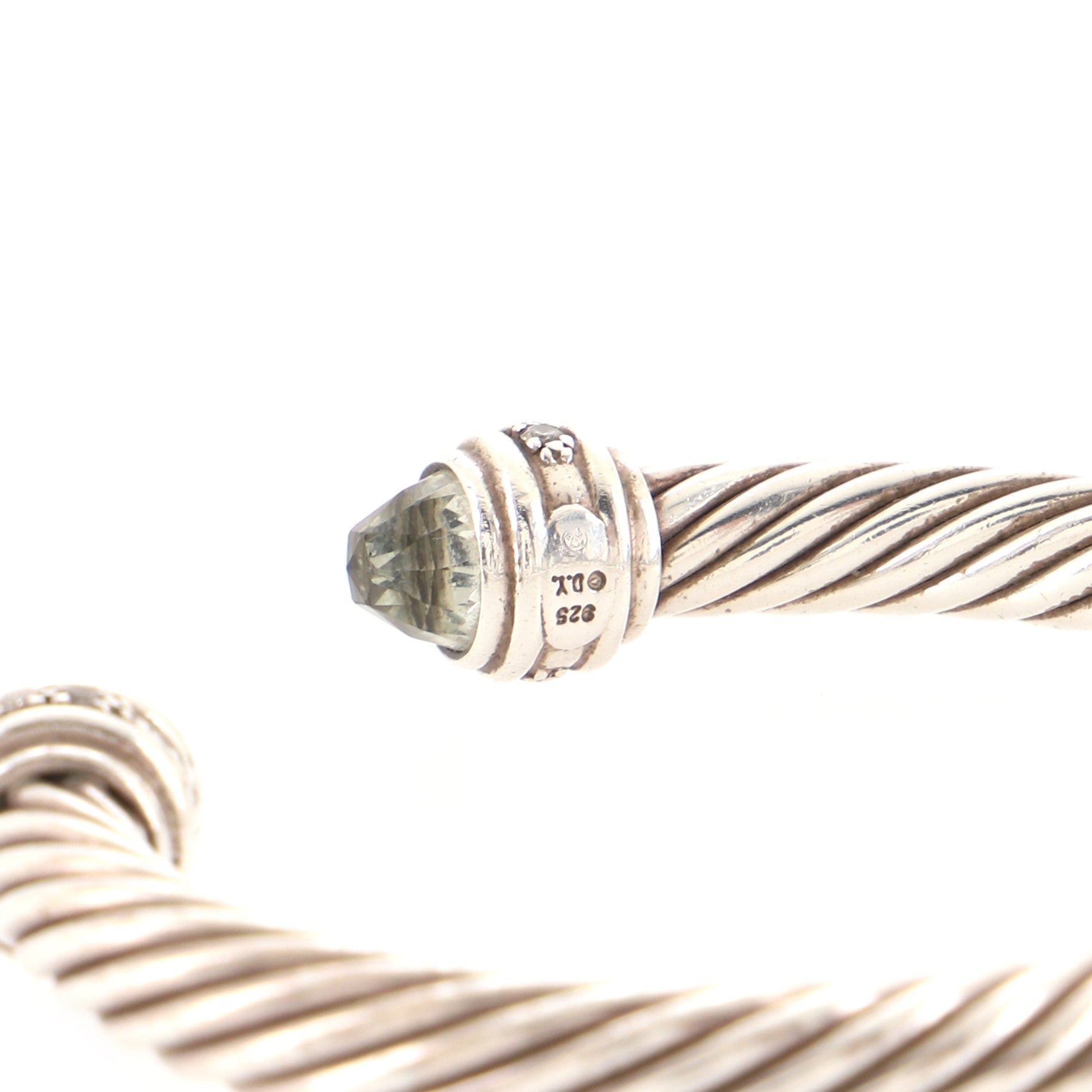 Cable Classic Bracelet Sterling Silver with Prasiolite and Diamonds 7mm