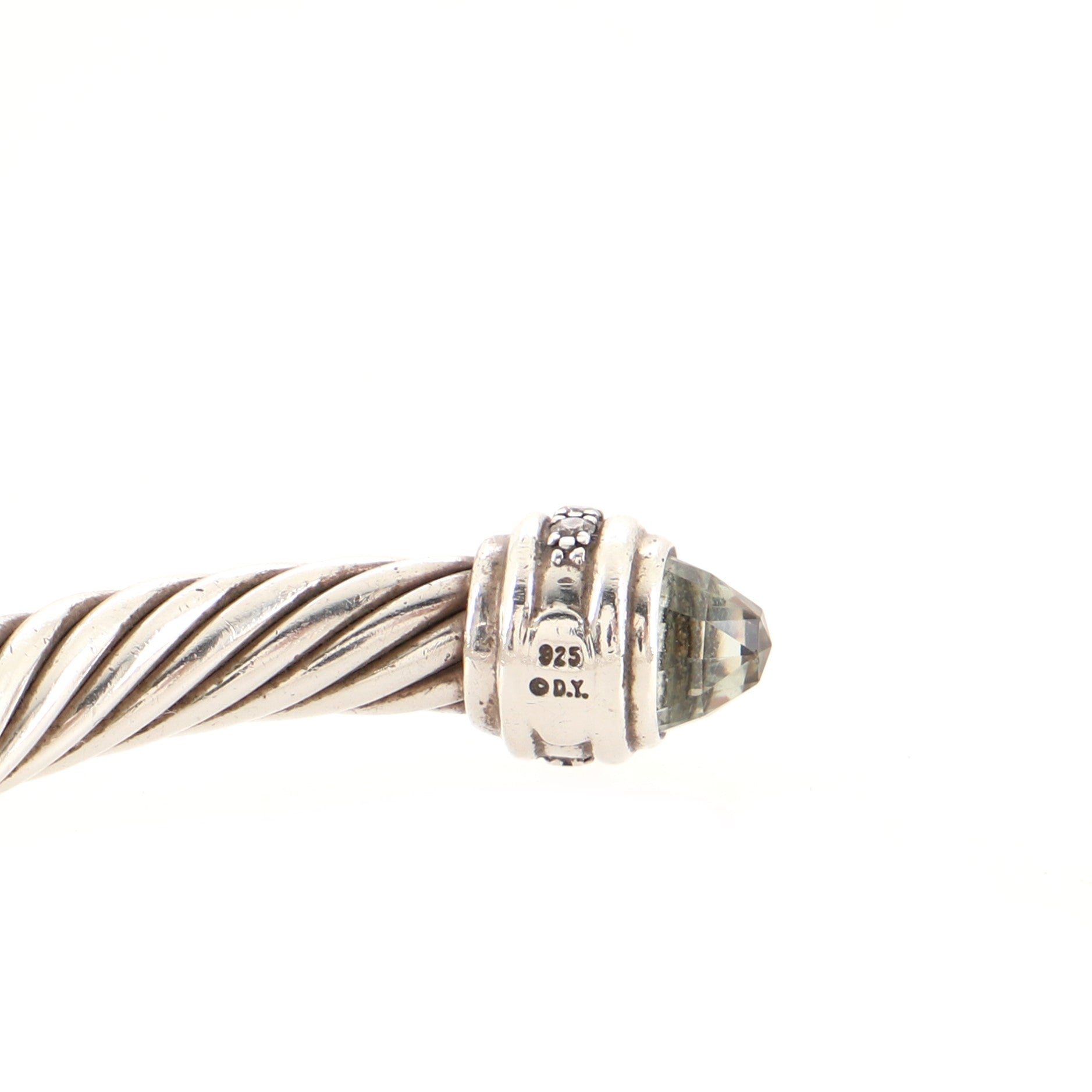 Cable Classic Bracelet Sterling Silver with Prasiolite and Diamonds 7mm