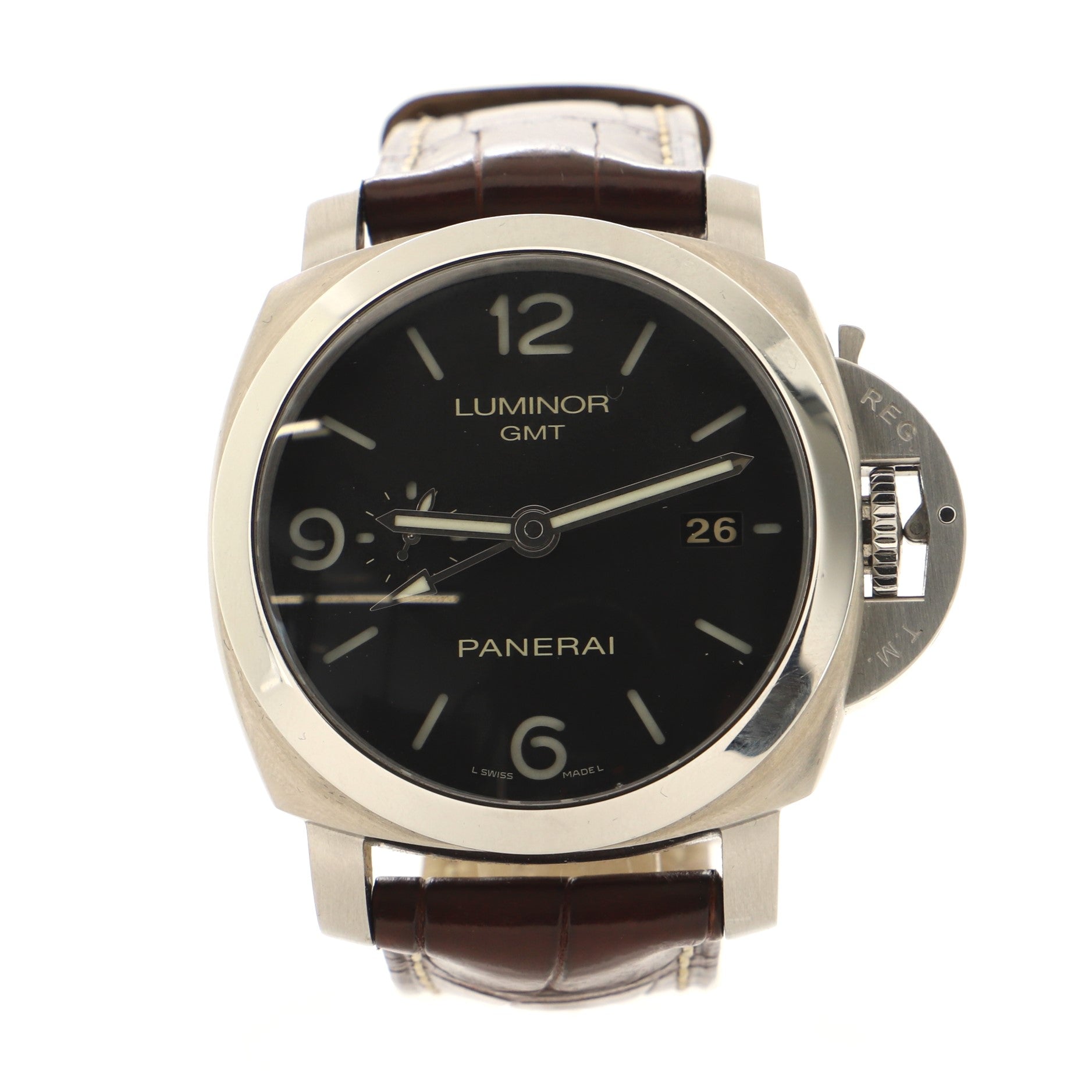 Luminor 1950 3 Days GMT Power Reserve Automatic Watch Stainless Steel and Alligator 44