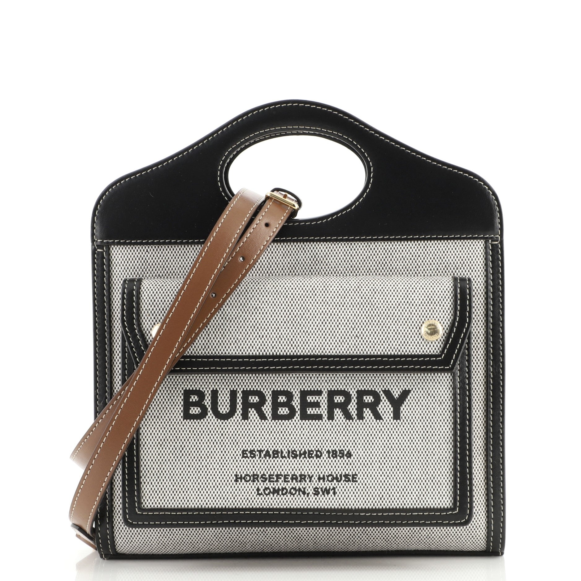 Logo Pocket Tote Canvas with Leather Mini