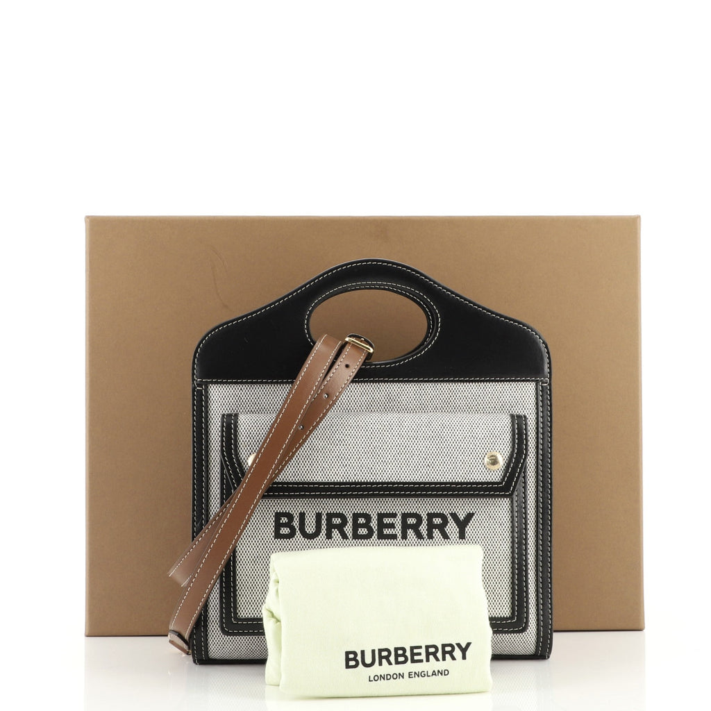 Logo Pocket Tote Canvas with Leather Mini