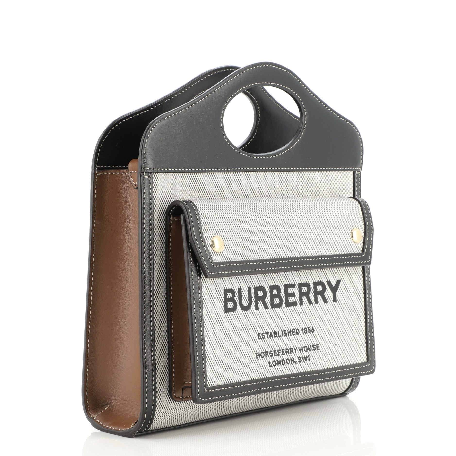 Logo Pocket Tote Canvas with Leather Mini