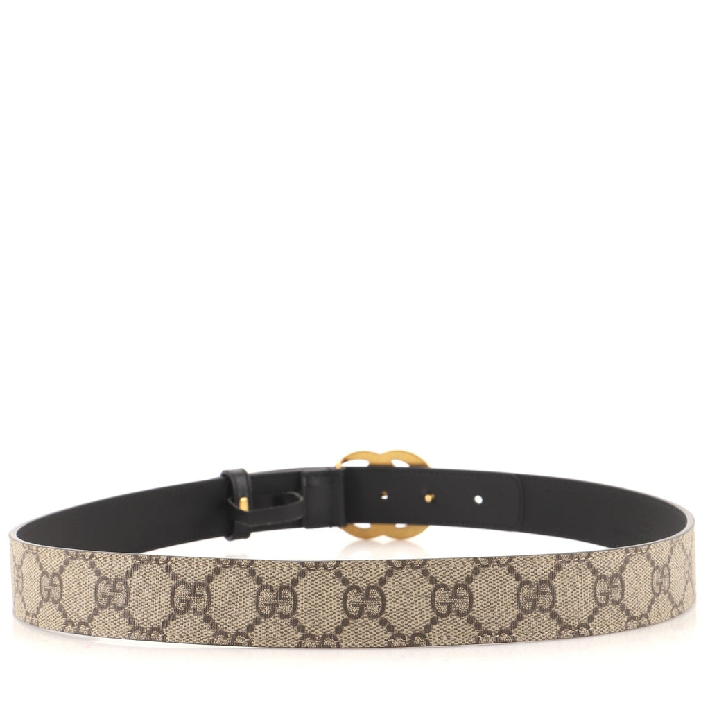 Double G Buckle Belt GG Coated Canvas and Leather Medium 85