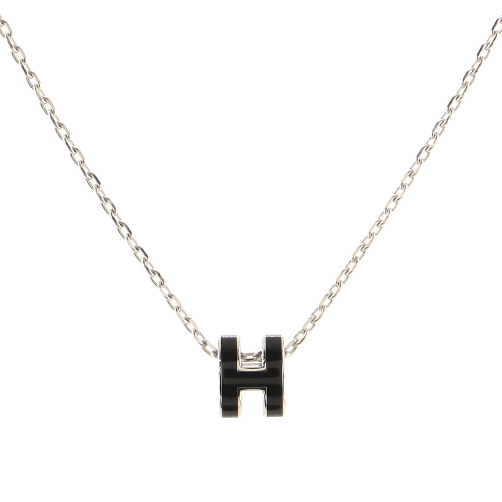 Pop H Pendant Chain Necklace Metal and Enamel Mini