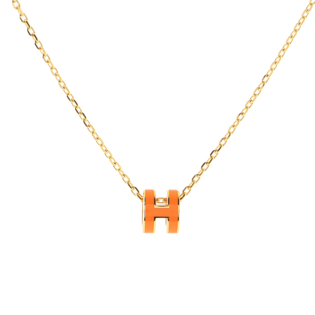 Pop H Pendant Chain Necklace Metal and Enamel Mini