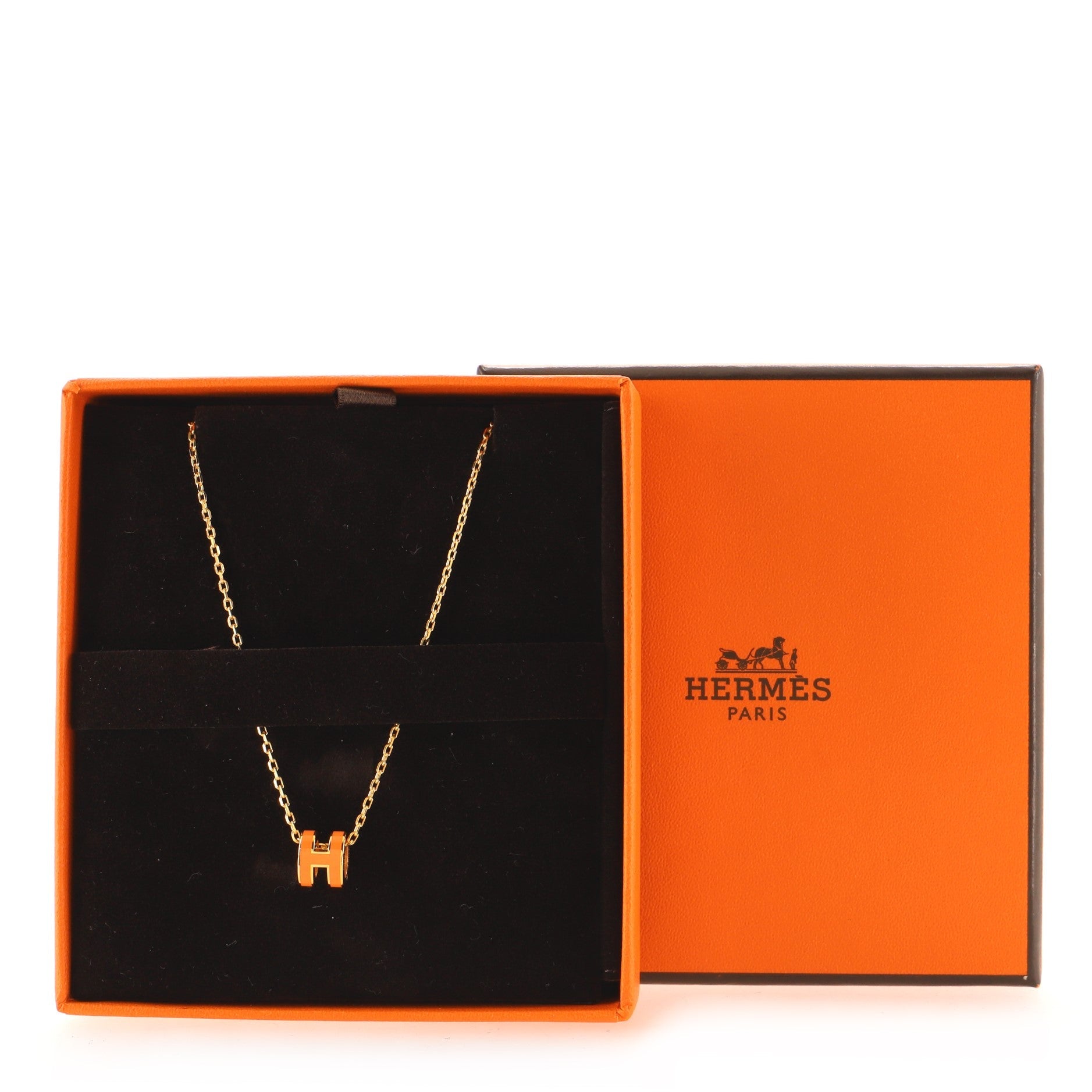 Pop H Pendant Chain Necklace Metal and Enamel Mini