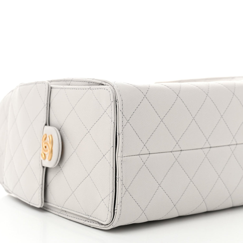 Caviar Quilted Small Chanel 25 Handbag Light Grey