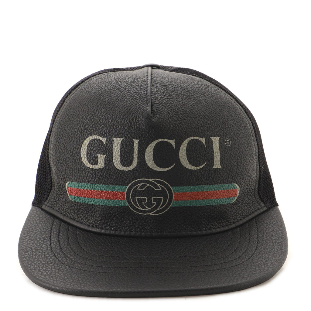 Logo Baseball Cap Printed Leather Large