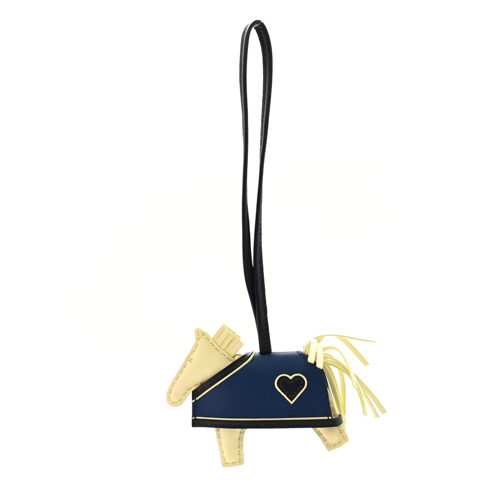 Milo Lambskin Grigri Rodeo Robeo Coeur Bag Charm PM Jaune Milton Bleu Nuit Bleu Tie