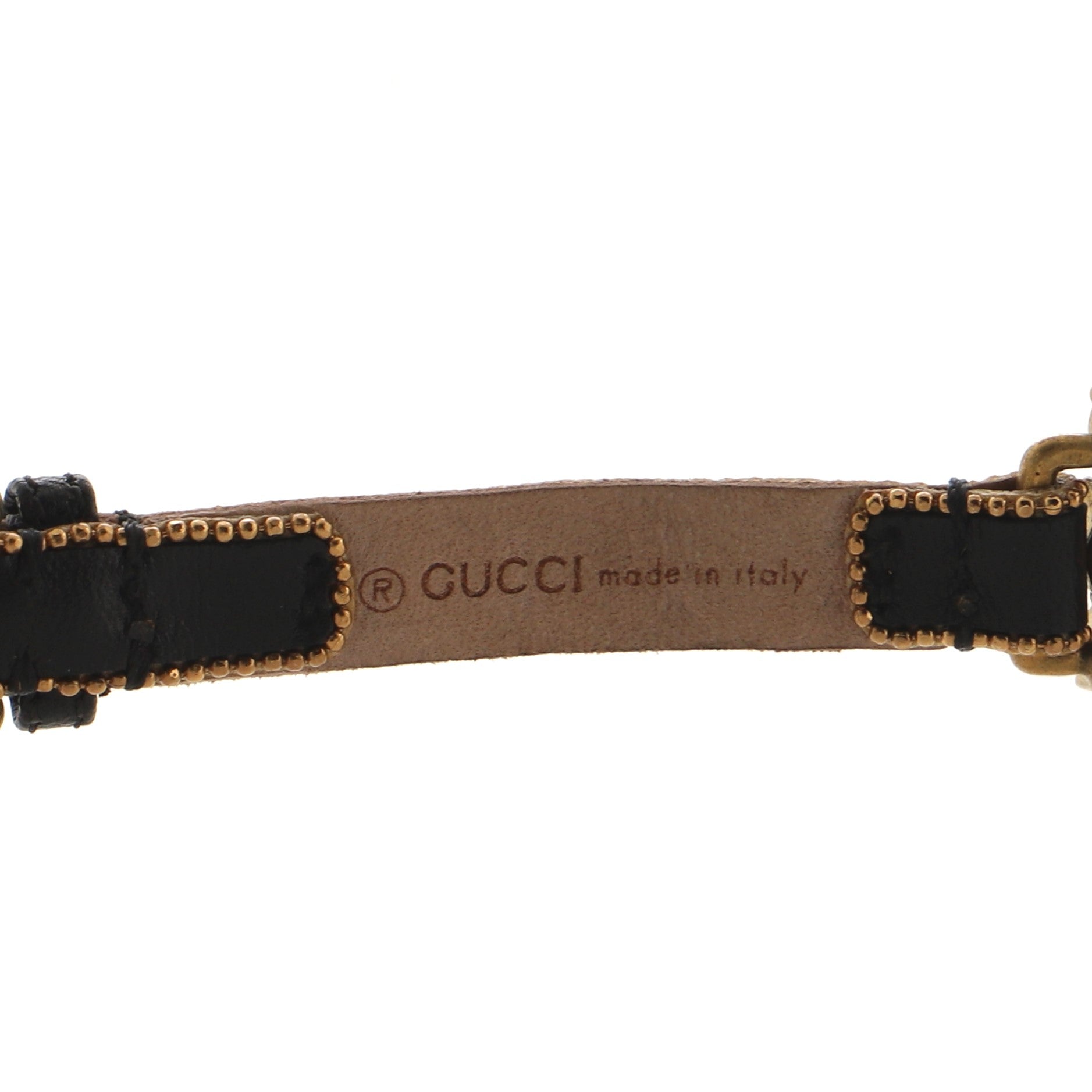 GG Cluster Bracelet Leather and Crystal Embellished Metal