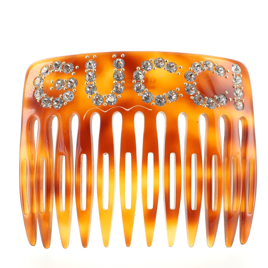 Logo Hair Comb Crystal Embellished Resin XS