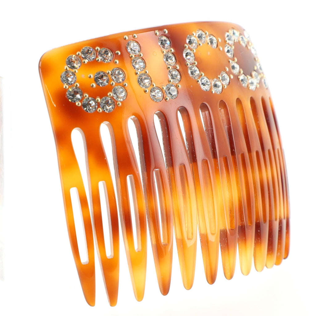 Logo Hair Comb Crystal Embellished Resin XS