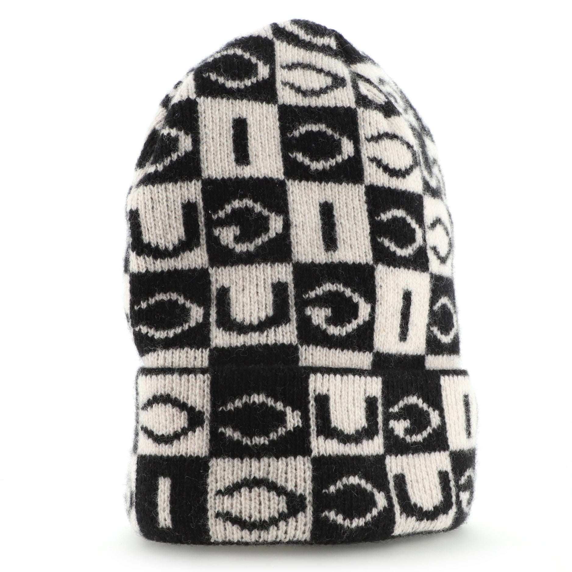 Checkered Logo Beanie Knit Wool XS
