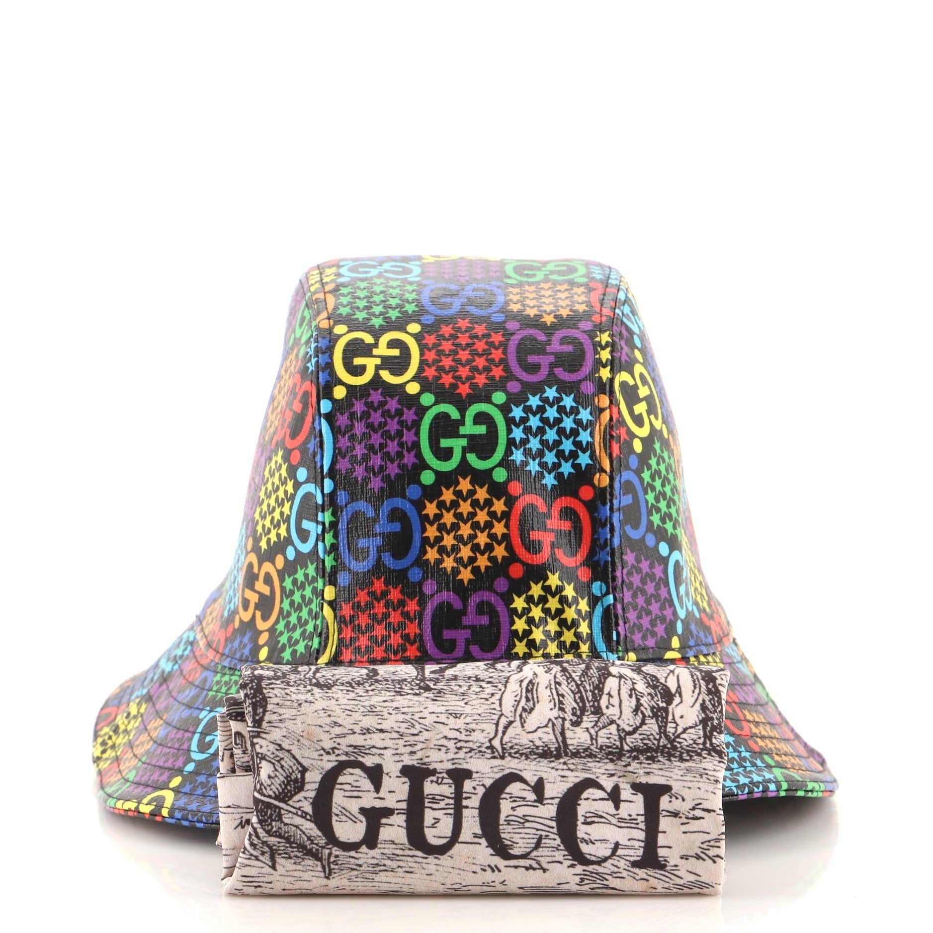 Bucket Hat Psychedelic Print GG Coated Canvas XXL
