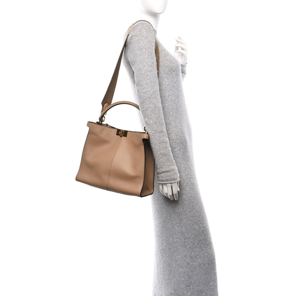 Vitello Seta Nabuck Pequin Medium Peekaboo X-Lite Cuoio Tabacco Moro