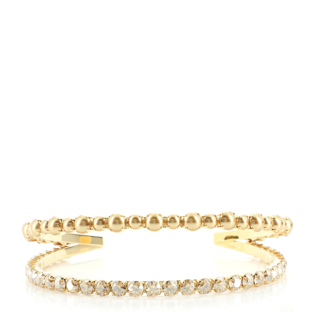 Double Headband Metal with Faux Pearls and Crystals XS