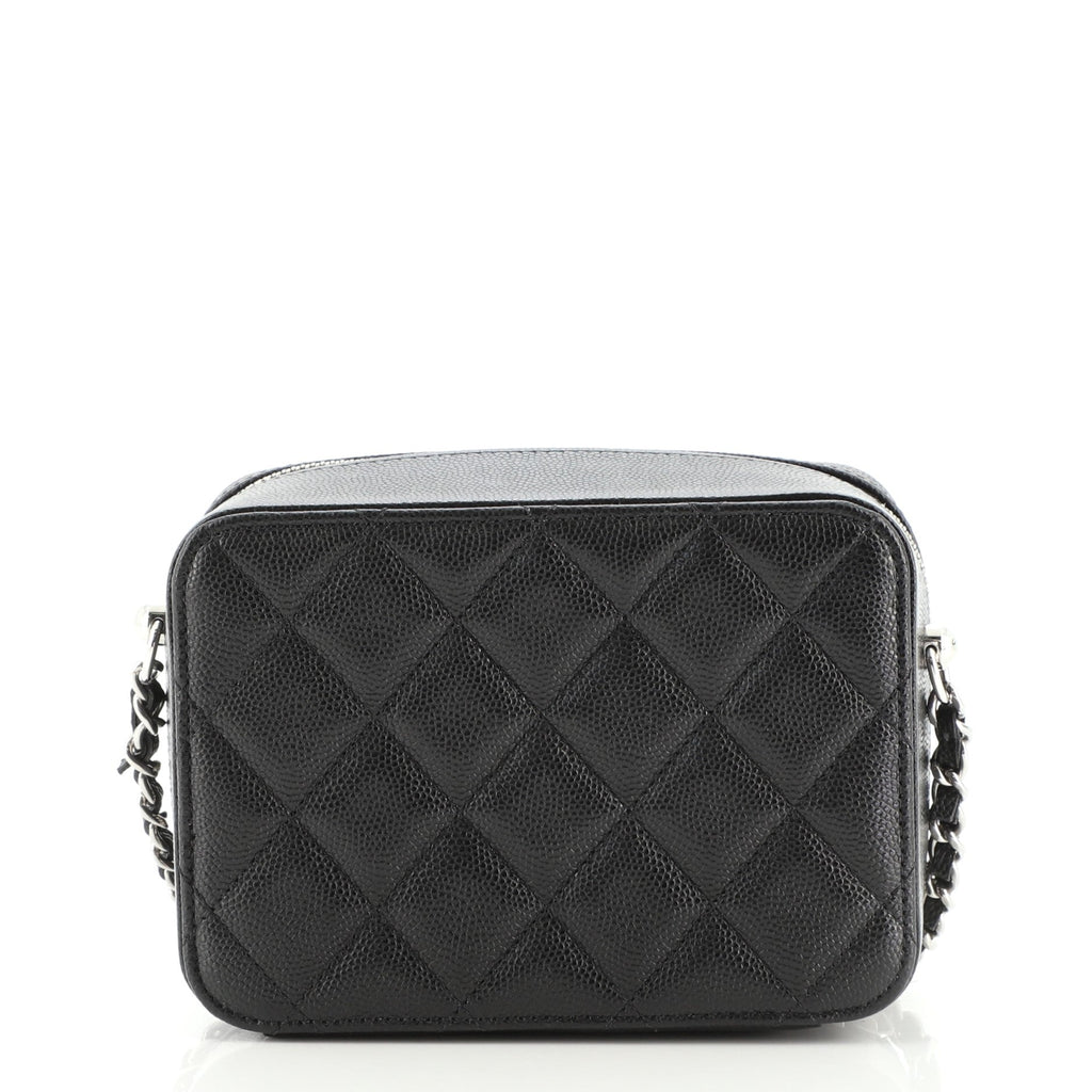 Zip Around Vanity Case with Chain Quilted Caviar Mini