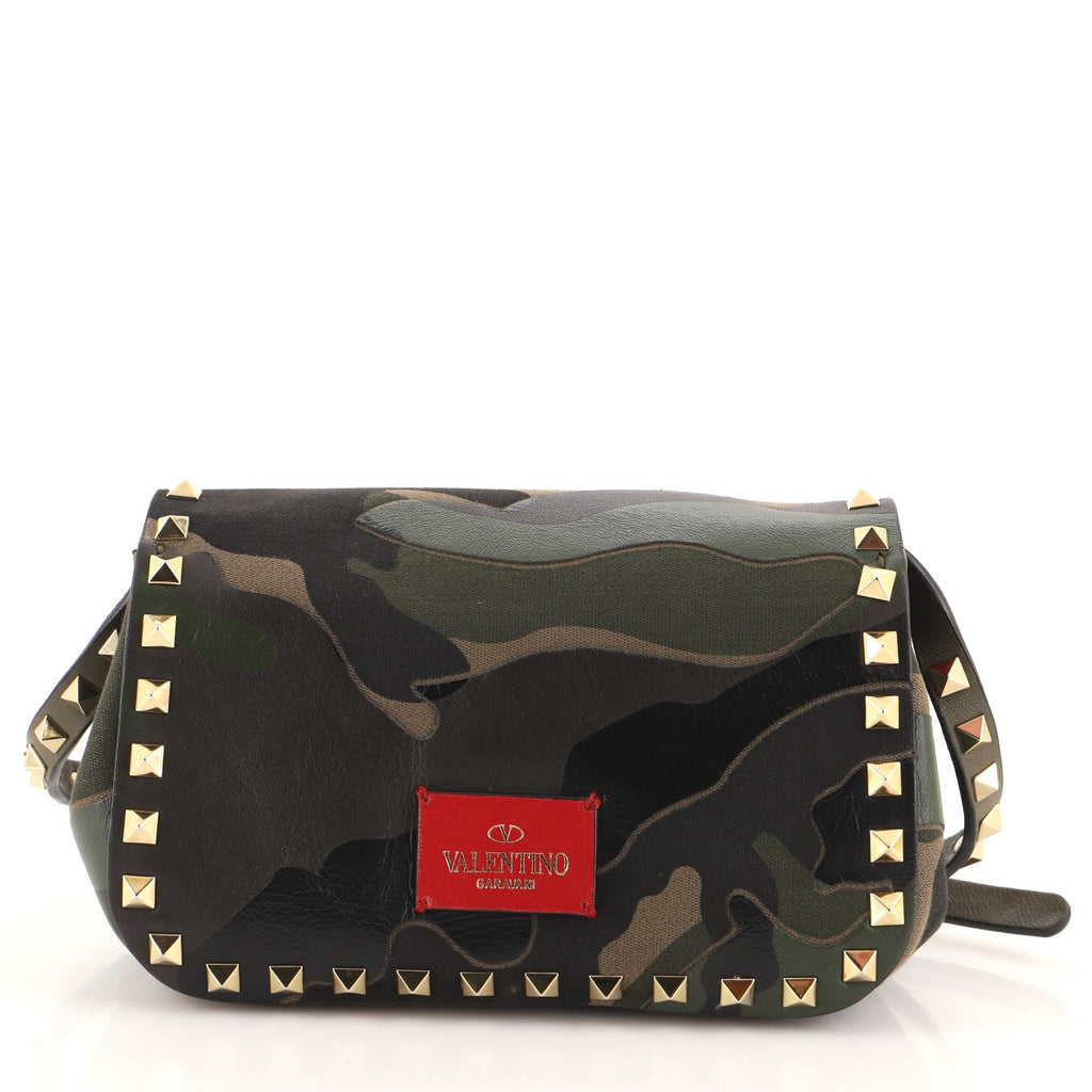 Rockstud Crossbody Bag Camo Leather and Canvas Mini