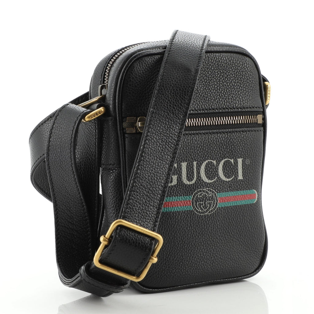 Logo Zip Messenger Bag Printed Leather Mini
