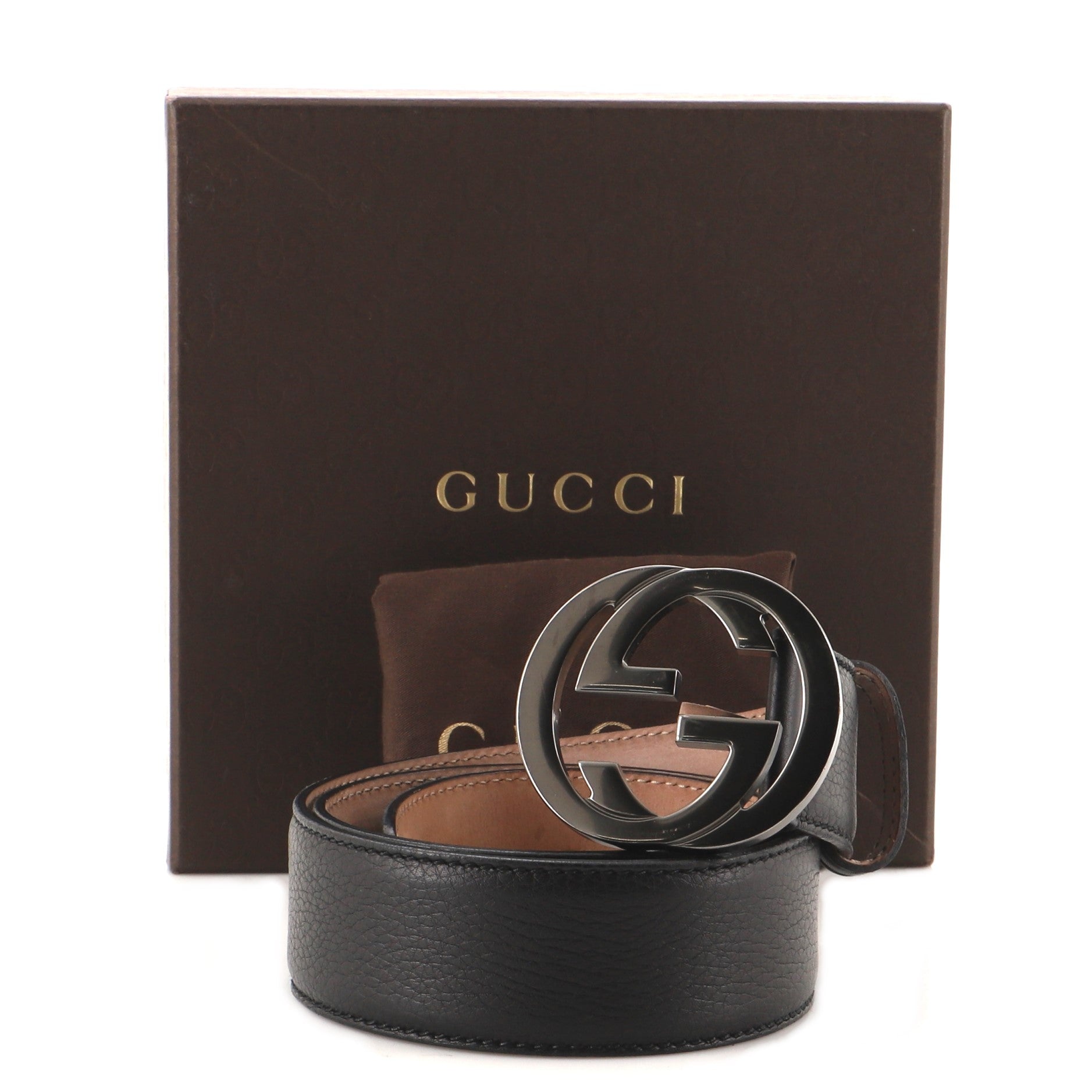 Interlocking G Belt Leather Medium 80