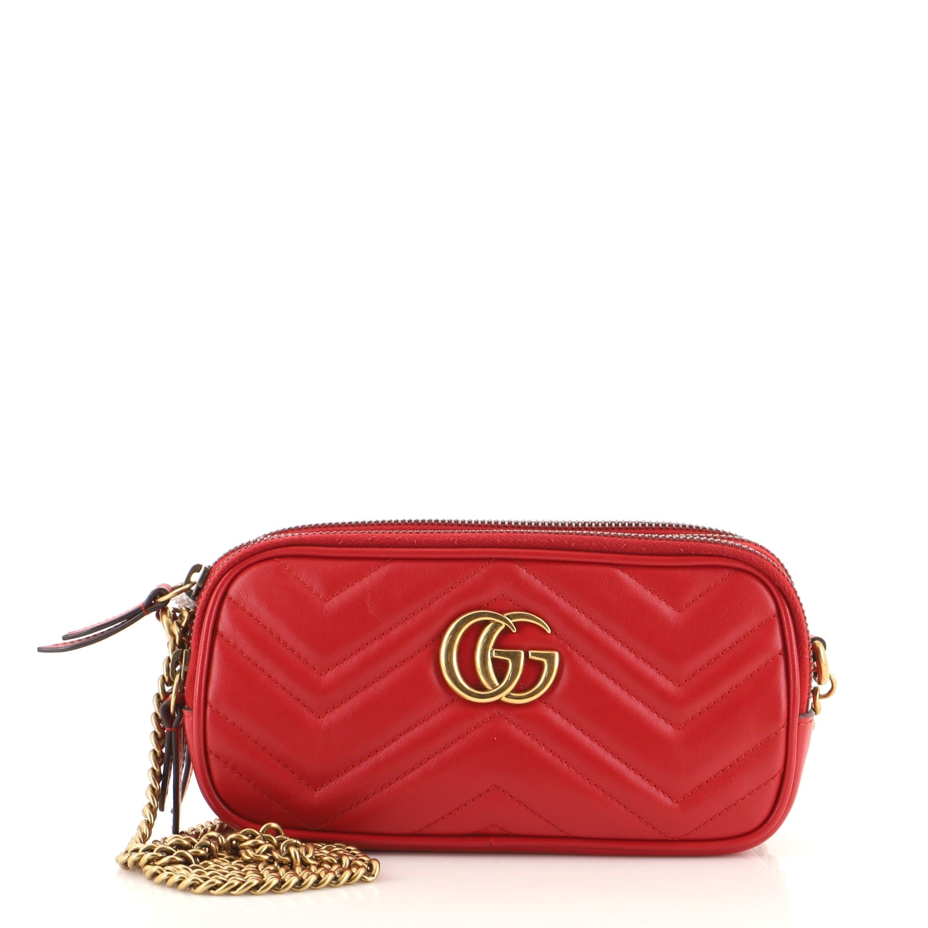GG Marmont Triple Zip Chain Bag Matelasse Leather Mini