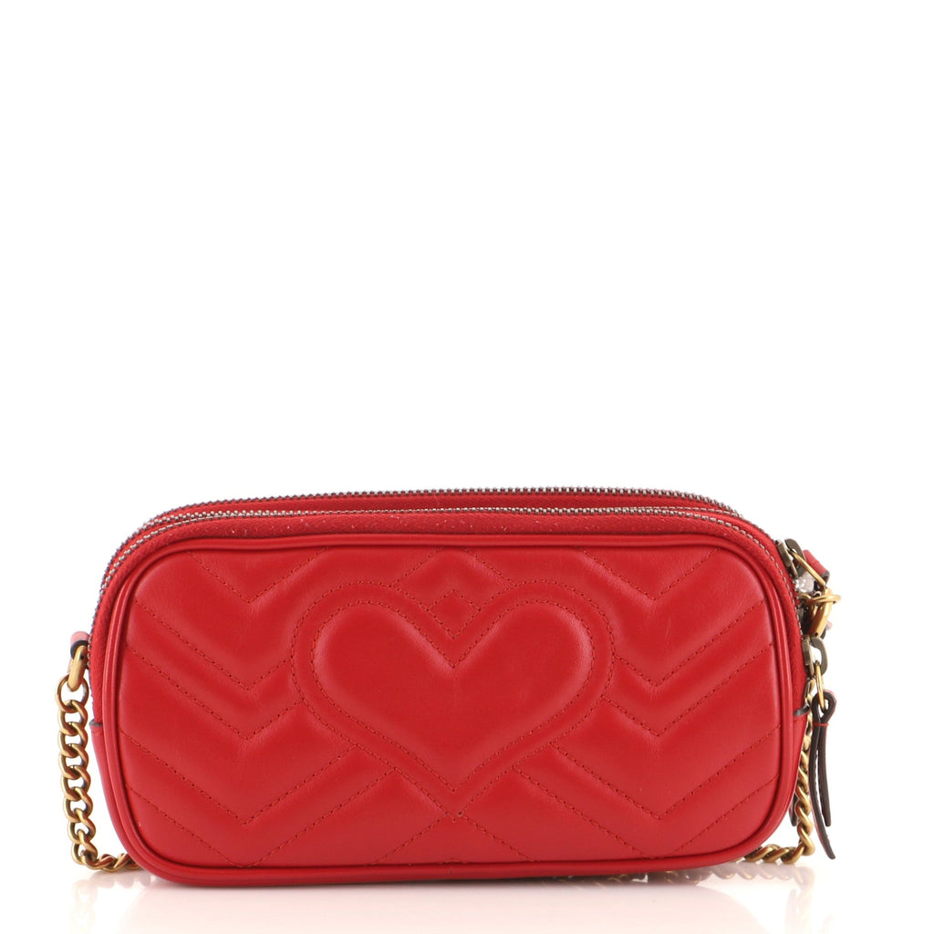 GG Marmont Triple Zip Chain Bag Matelasse Leather Mini