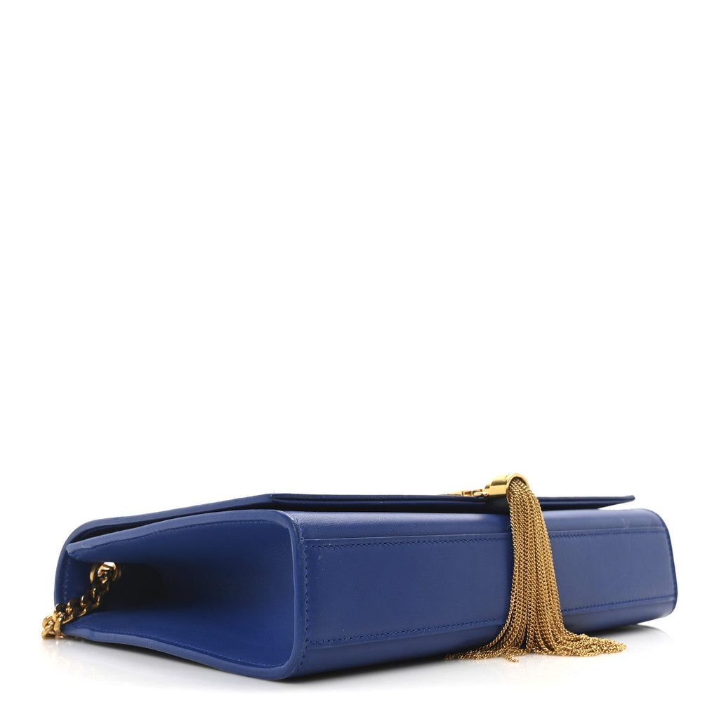 Smooth Calfskin Medium Classic Monogram Kate Tassel Satchel Royal Blue