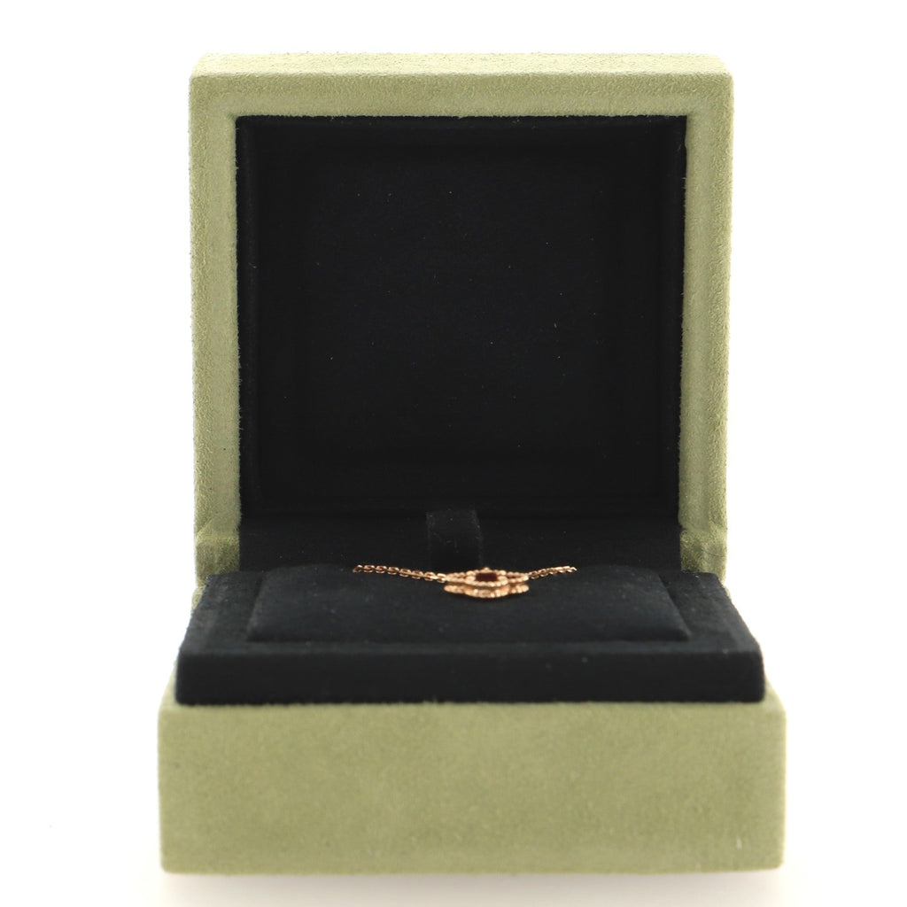 Sweet Alhambra Pendant Necklace 18K Rose Gold and Carnelian