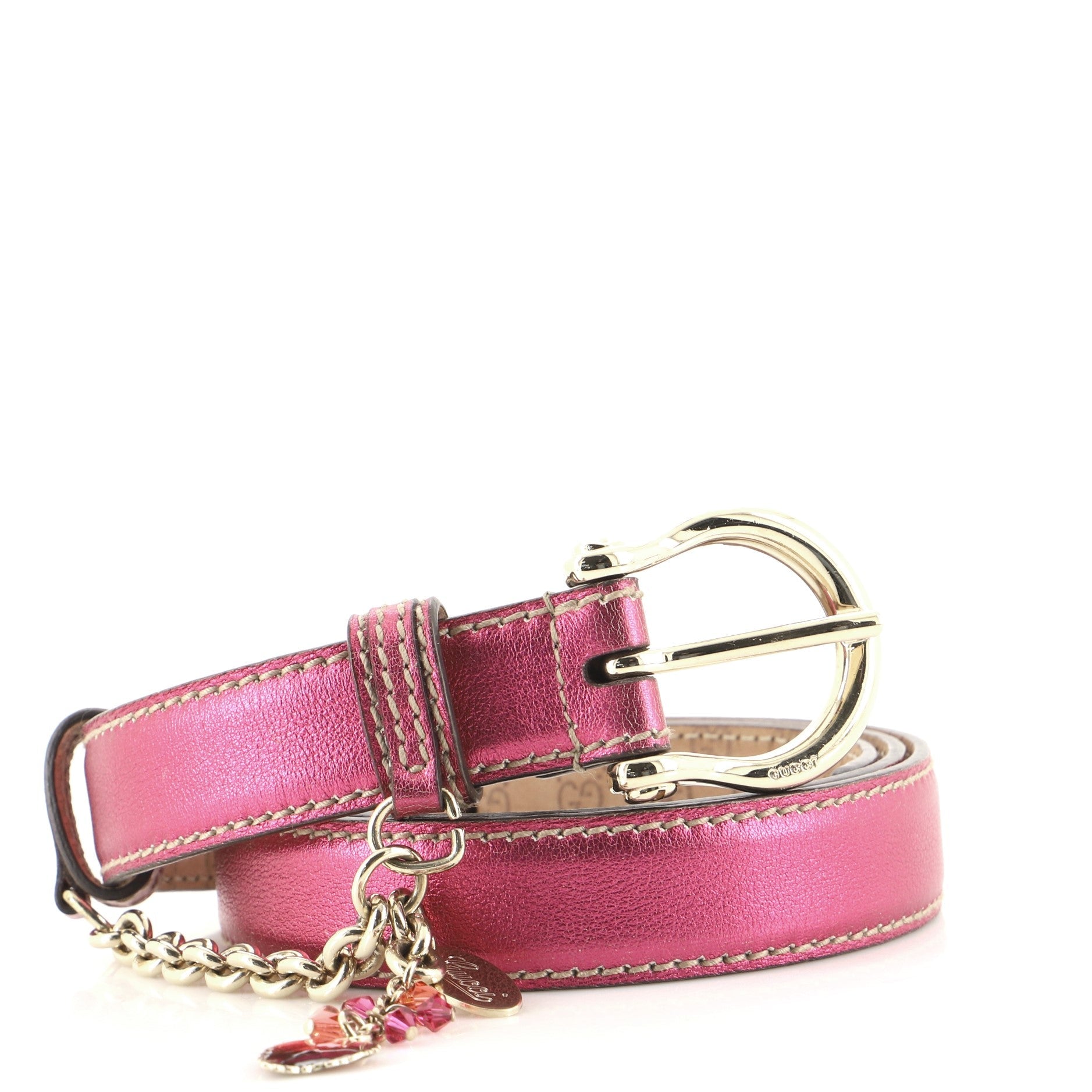 Charm Chain Belt Leather Thin 85