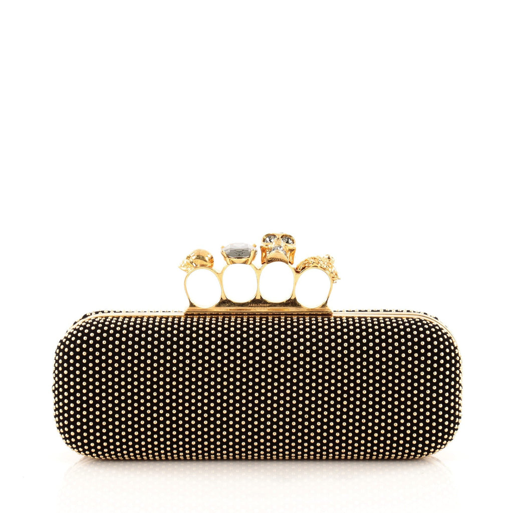 Knuckle Box Clutch Studded Leather Long