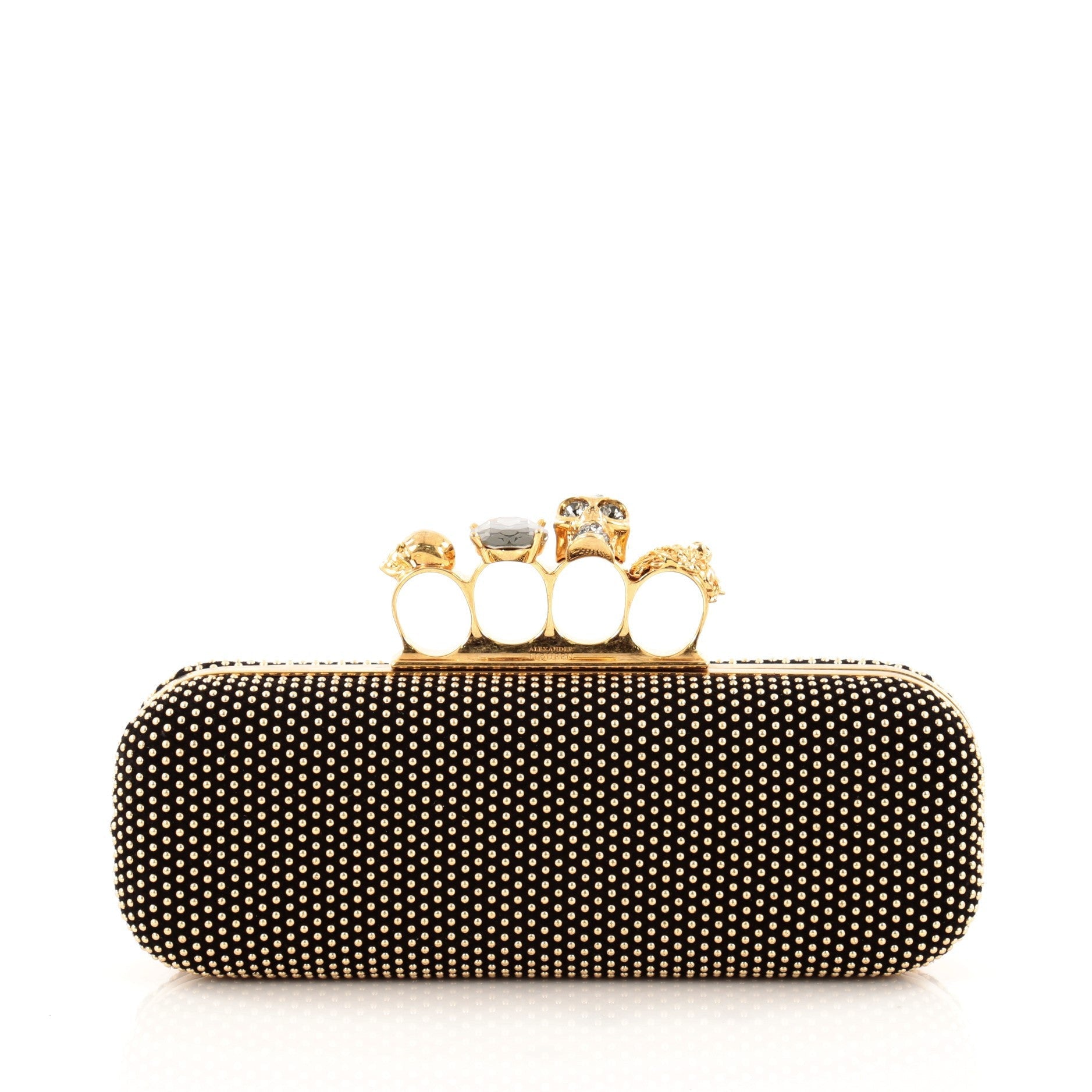 Knuckle Box Clutch Studded Leather Long