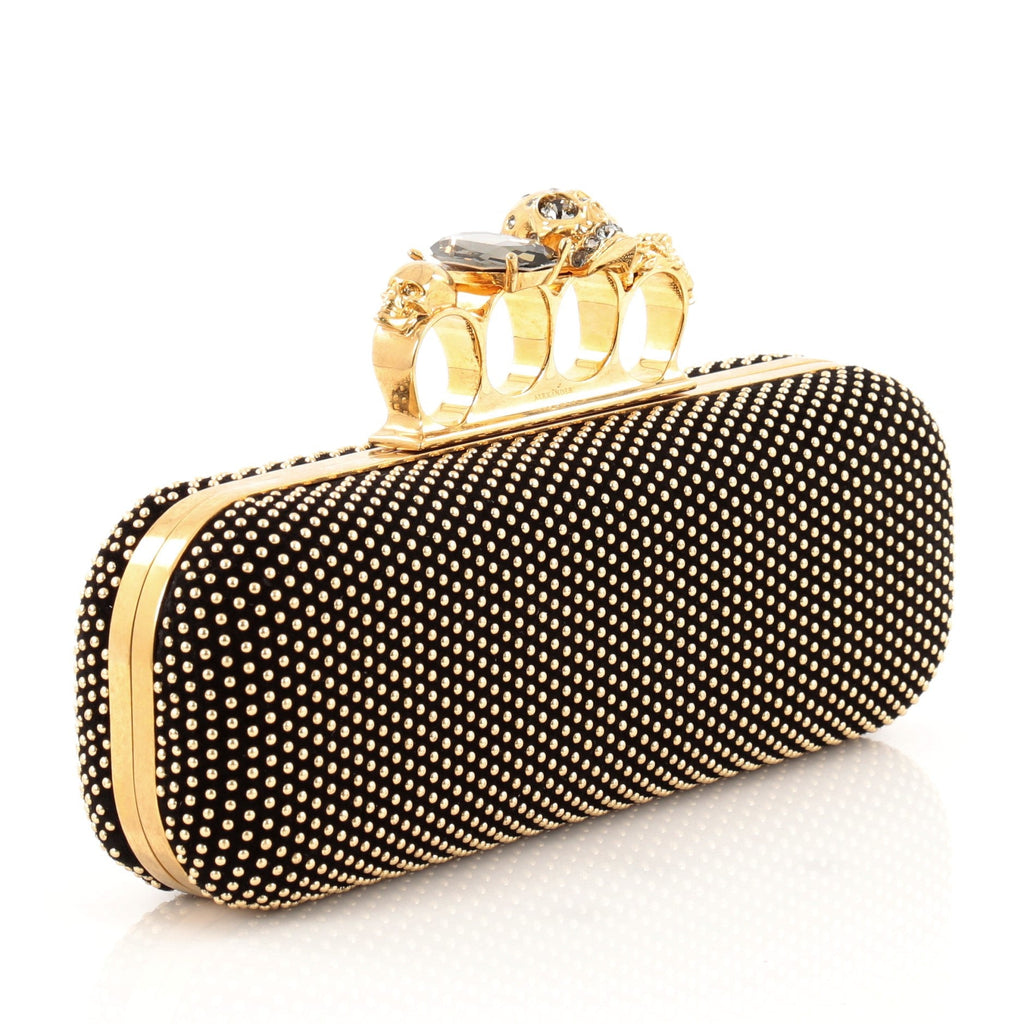 Knuckle Box Clutch Studded Leather Long