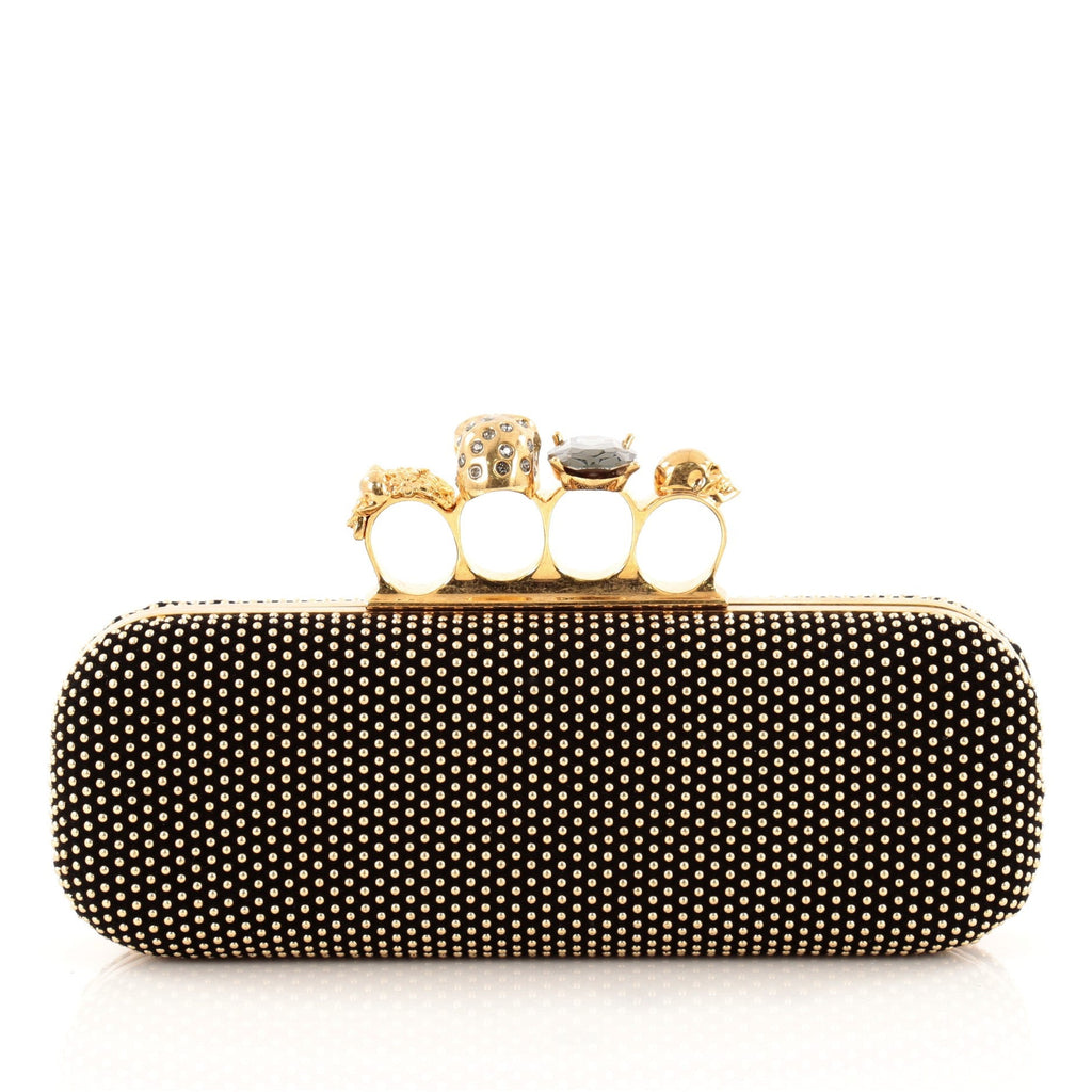 Knuckle Box Clutch Studded Leather Long