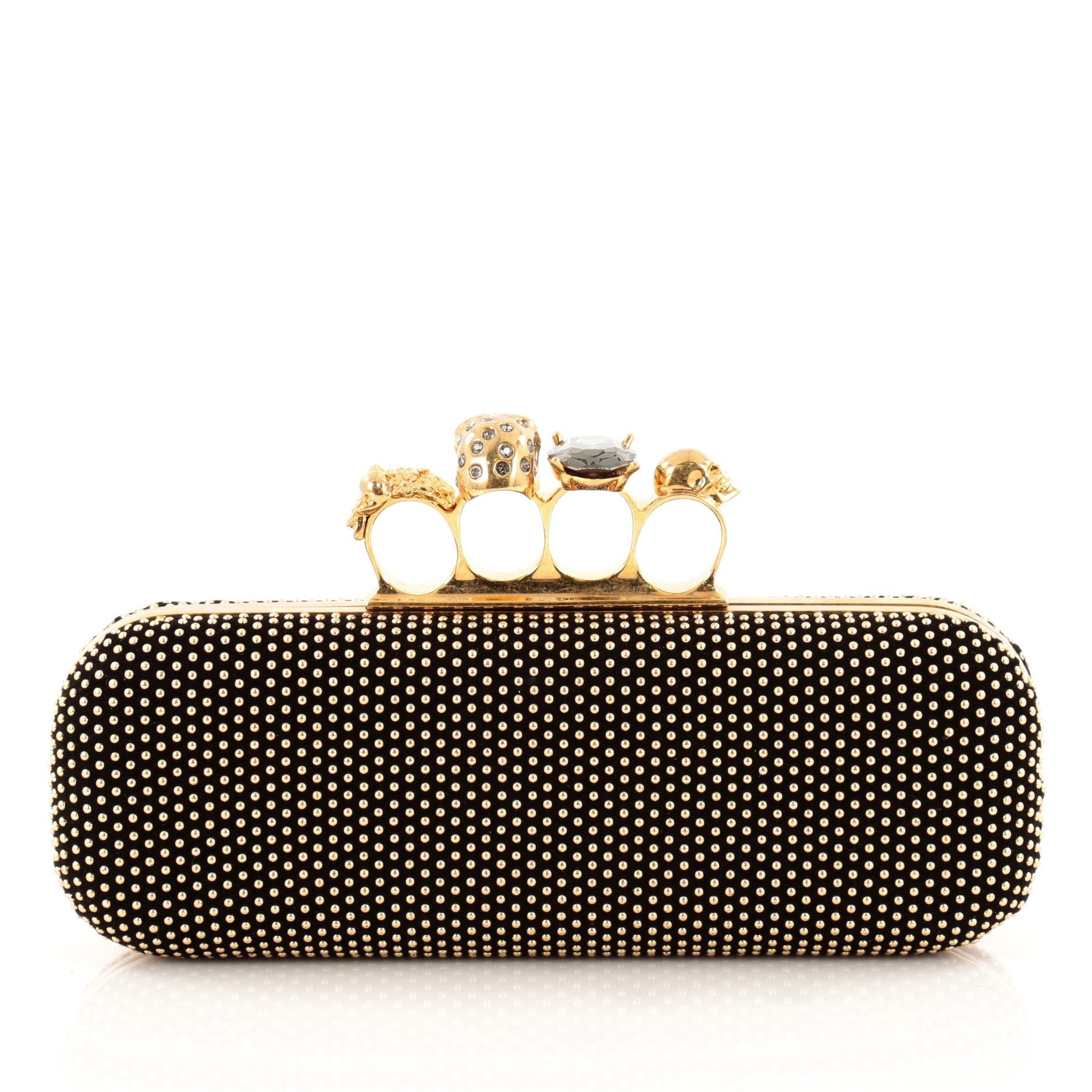Knuckle Box Clutch Studded Leather Long