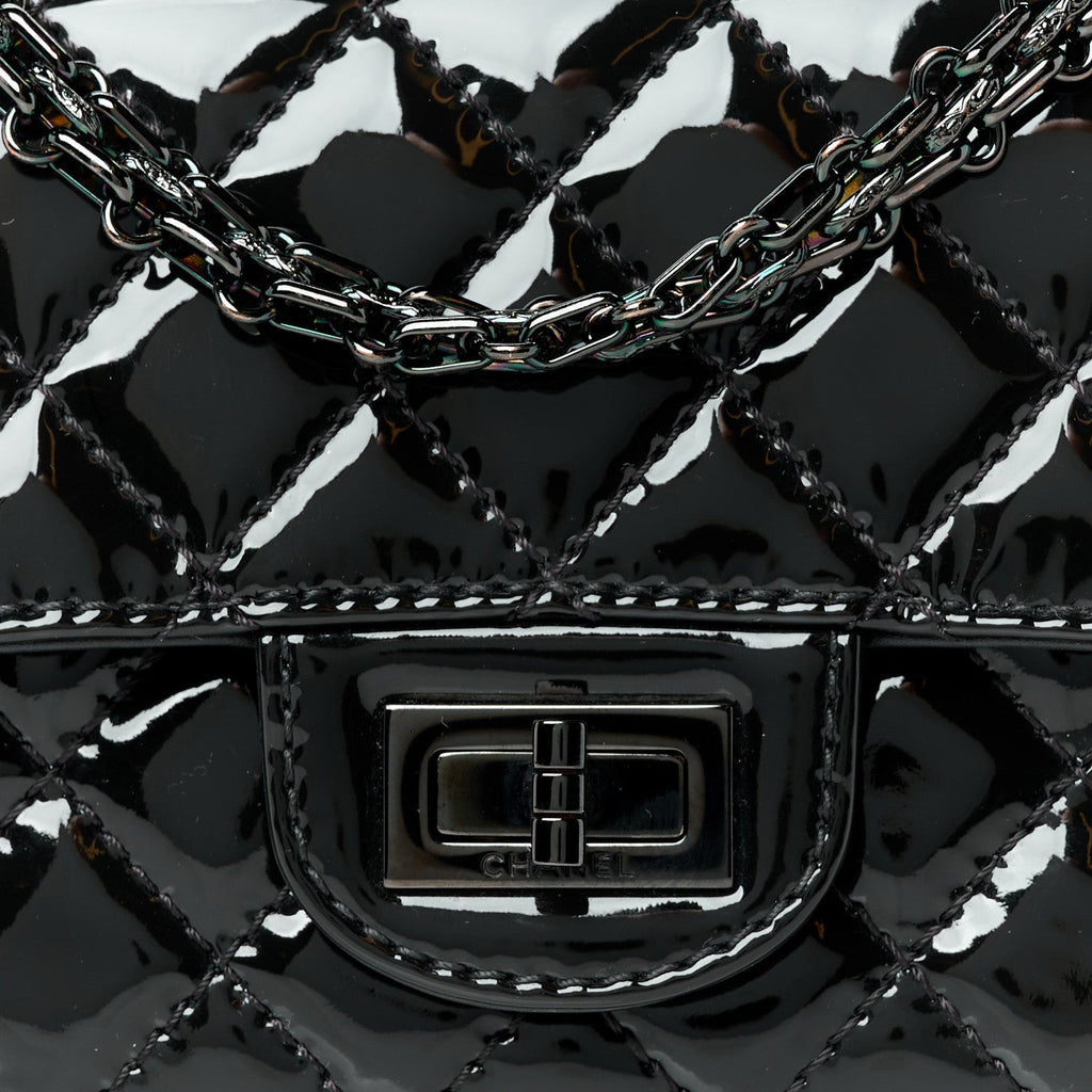 Patent Calfskin Quilted 2.55 Reissue Mini Flap So Black