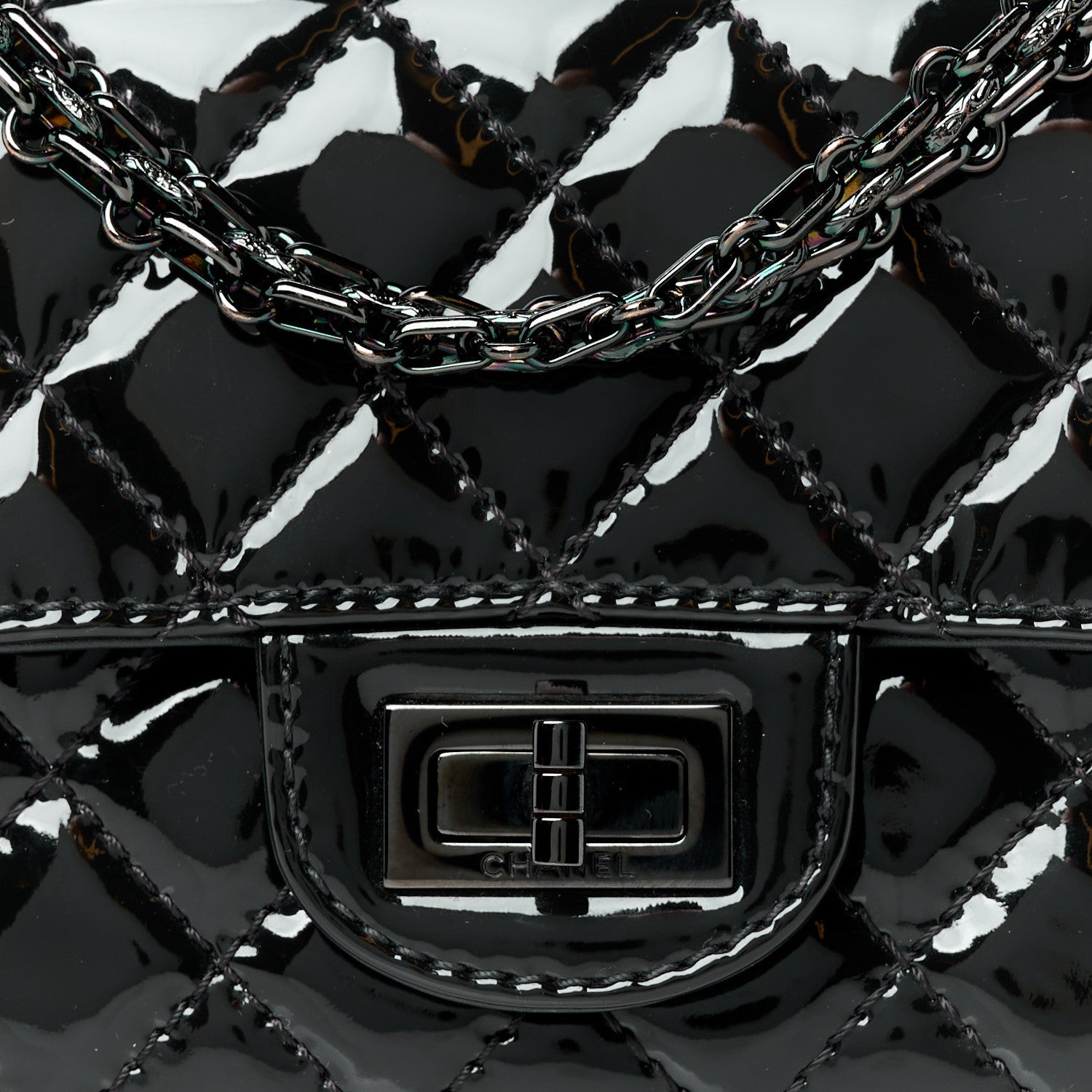 Patent Calfskin Quilted 2.55 Reissue Mini Flap So Black