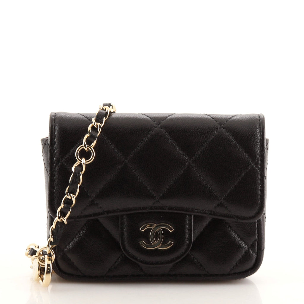 Classic Flap Chain Belt Bag Quilted Lambskin Mini