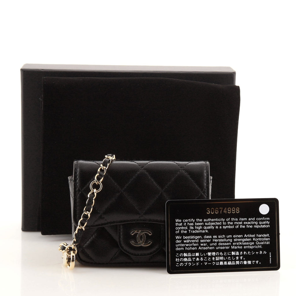Classic Flap Chain Belt Bag Quilted Lambskin Mini