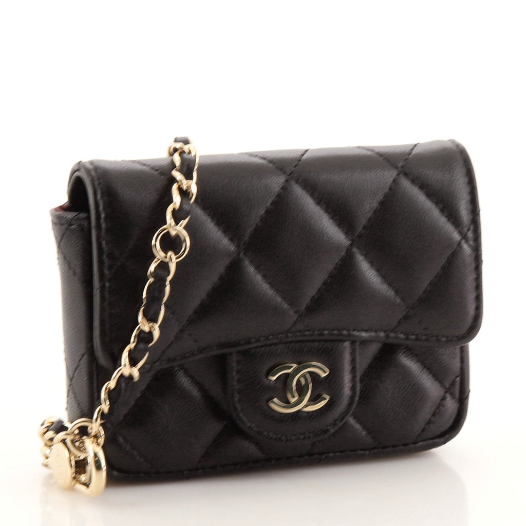 Classic Flap Chain Belt Bag Quilted Lambskin Mini